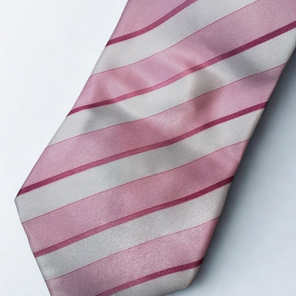 Elegant Karl Knox Pink Striped Men's Tie - Picture 3 of 4